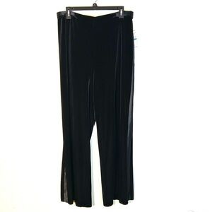 Alex Evenings Size XL Velvet Pull On Pants Tuxedo Stripe Wide Leg Party Holiday